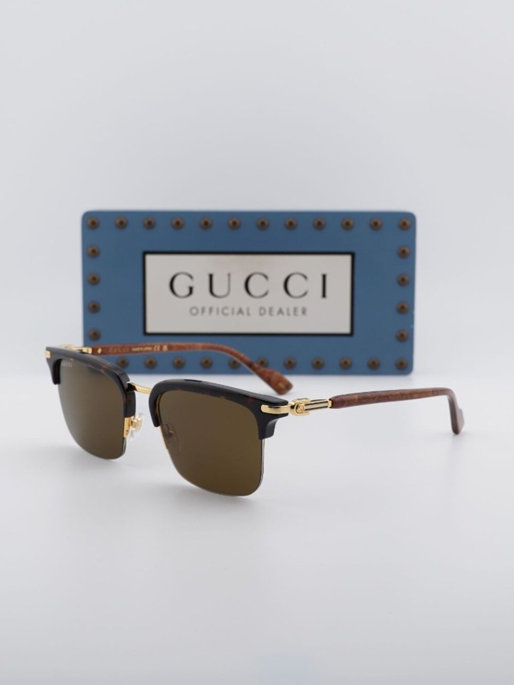 Gucci GG1363S 002 Square Sunglasses - Havana & Gold / Brown